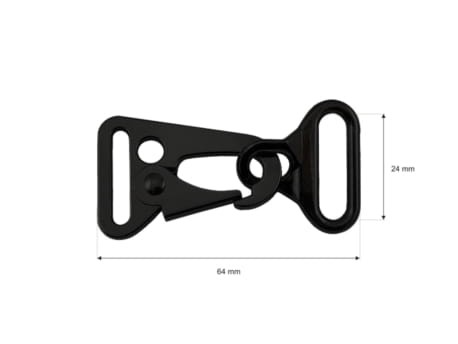 Karabinek metalowy uchwyt 24x64mm Czarny MAT
