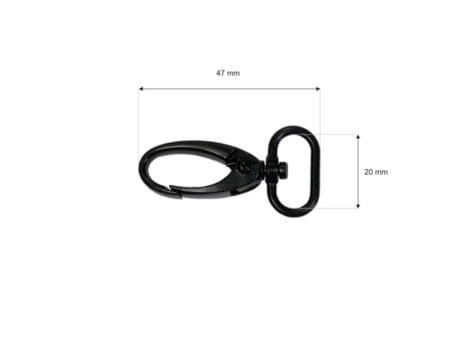 Karabinek karabińczyk 20x47mm Czarny MAT 5szt