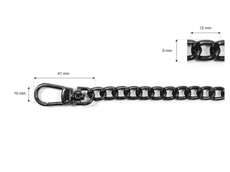 Łańcuszek do Torebki Dewizka 100cm Ciemny Nikiel