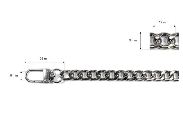 Łańcuszek do Torebki Dewizka 60cm Nikiel