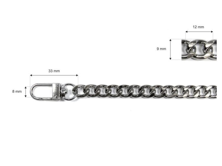 Łańcuszek do Torebki Dewizka 40cm Nikiel
