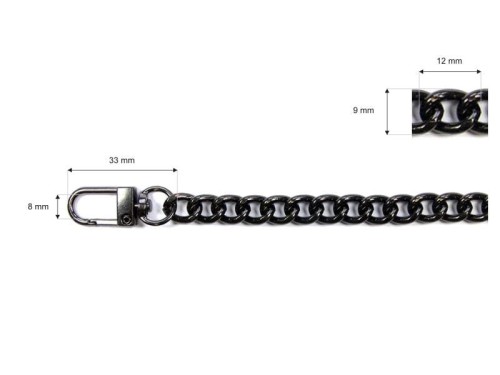 Łańcuszek do Torebki Dewizka 40cm Ciemny Nikiel