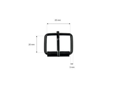 Klamra Sprzączka metalowa 25/20/3mm Czarny Mat 10szt