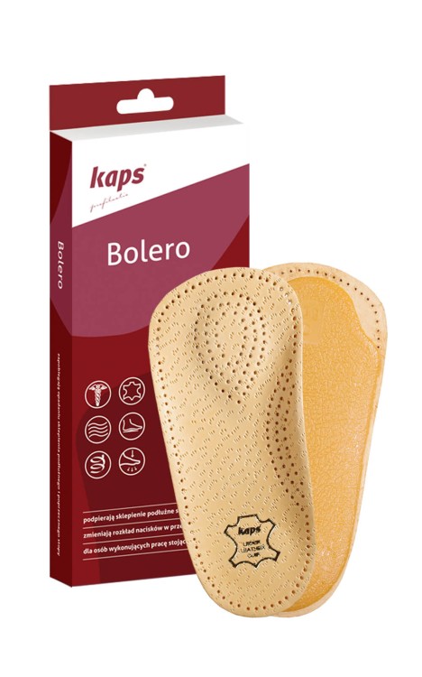 Wkładki Kaps Bolero 2/3 skóra owcza – na płaskostopie podłużne i poprzeczne, pelota, amortyzacja