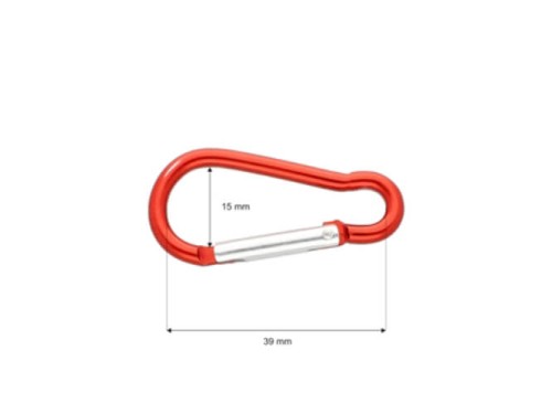 Szekla karabinek 39x15mm Czerwony 5szt