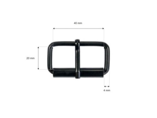 Klamra Rymarska 40x20x4mm z Rolką Czarny Mat 10szt
