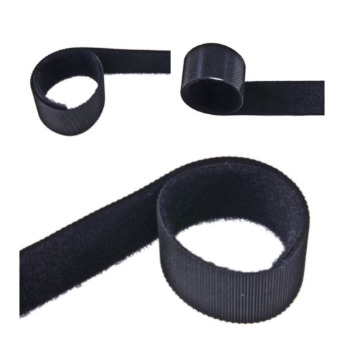 Dwustronna Taśma Rzep 25mm Czarna Niska