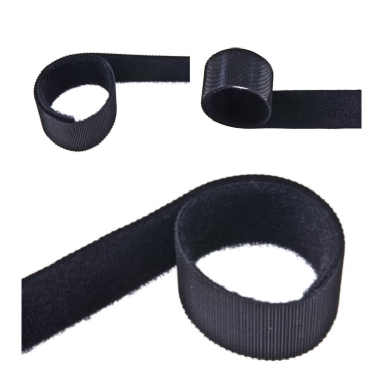 Dwustronna Taśma Rzep 30mm Czarna Niska