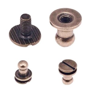 Śrubka Kulka Knopik Nit 5/4/8 mm Stare Złoto 5szt