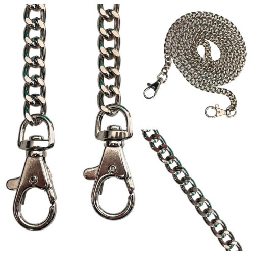 Łańcuszek do Torebki z karabinkami 102cm Srebrny