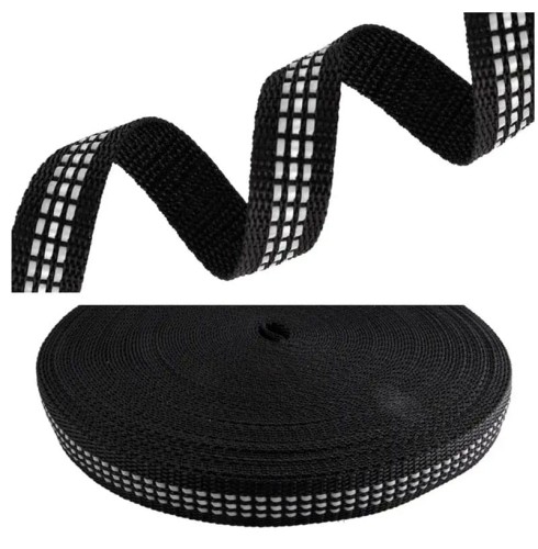 Taśma Odblaskowa polipropylen 20mm/1,5mm Czarna 5mb