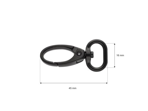 Karabinek karabińczyk 16x47mm Czarny MAT 5szt