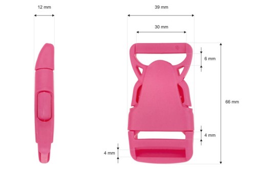 Klamra Plastikowa 30mm Zapięcie Zatrzask RÓŻ 5szt