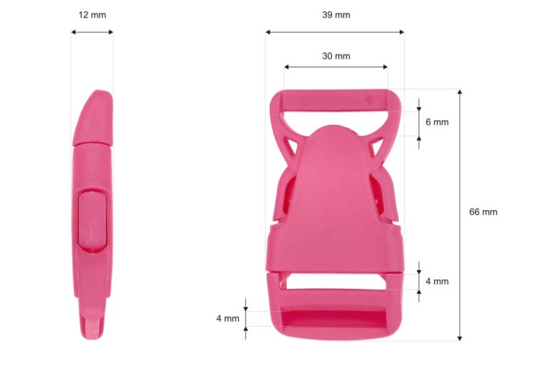 Klamra Plastikowa 30mm Zapięcie Zatrzask RÓŻ 5szt