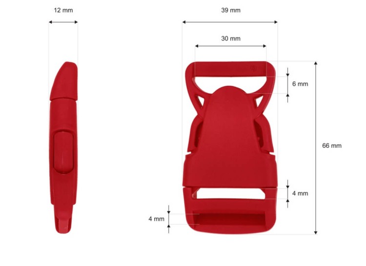 Klamra Plastikowa 30mm Zapięcie Zatrzask CZERWONA 5szt