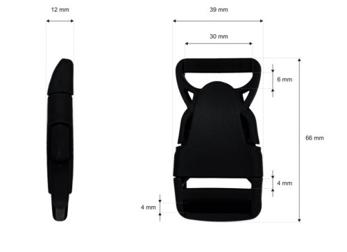 Klamra Plastikowa 30mm Zapięcie Zatrzask CZARNA 5szt