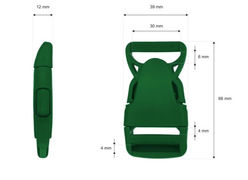Klamra Plastikowa 30mm Zapięcie Zatrzask ZIELONA 5szt