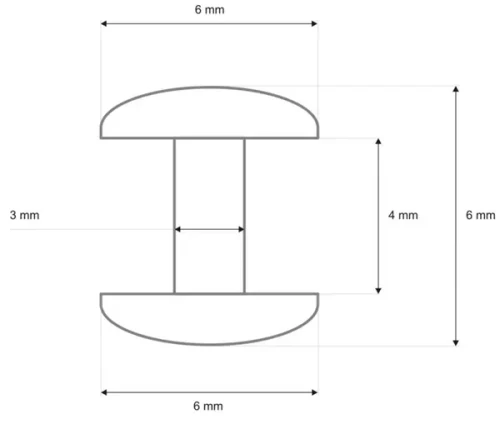 Nity kaletnicze dwustronne 6x6mm Nikiel 1000szt