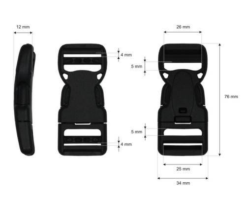 Zatrzask Klamra 25mm Plastik 5szt 3 blokada