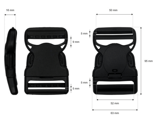 Zatrzask Klamra 50mm Plastik 5szt 3 blokada