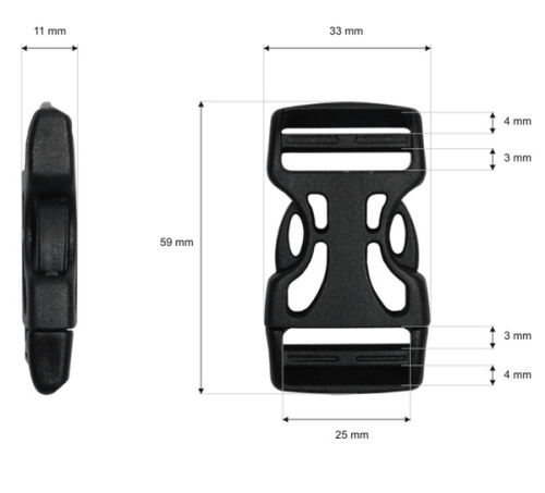 Klamra plastikowa 25x59mm Zapięcie Zatrzask 5szt