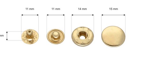Napa Zatrzask ALFA metalowa 15mm 50szt ZŁOTA