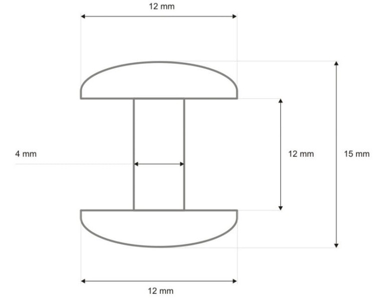 Nity dwustronne Do zaklepania 12x15mm 50szt C.Nikiel