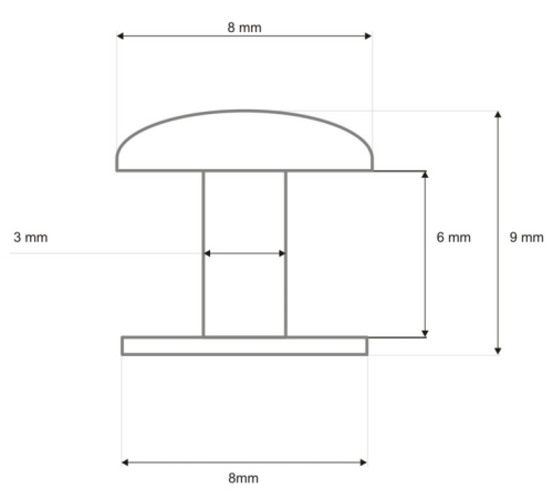 Nity kaletnicze 8x3x9mm Czarny Mat 100szt