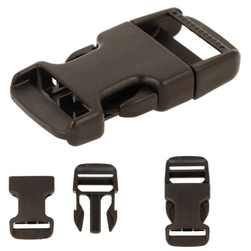 Klamra Duraflex 20 mm zatrzaskowa prosta - czarna, 5 szt.