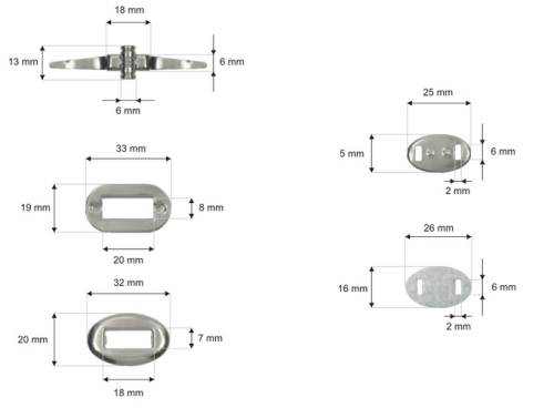 Zamek Zapięcie Przekrętka Owal 31x20mm