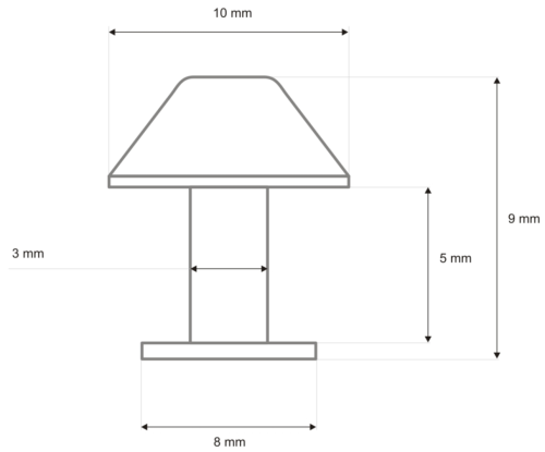 Nity ozdobne Ćwieki 10x8x9 mm TRAPEZ 50szt Srebrny