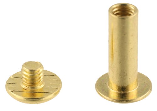 Nity skręcane Nit Śrubka 15mm Złoty płaski 5szt