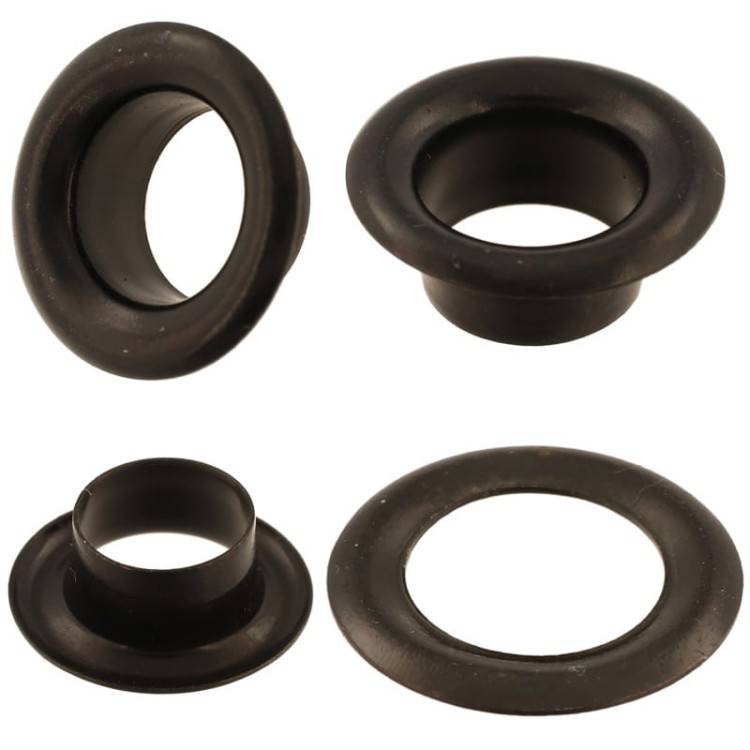 Oczka metalowe 6 mm krótkie – 100 szt + podkładki, kołnierz 11 mm