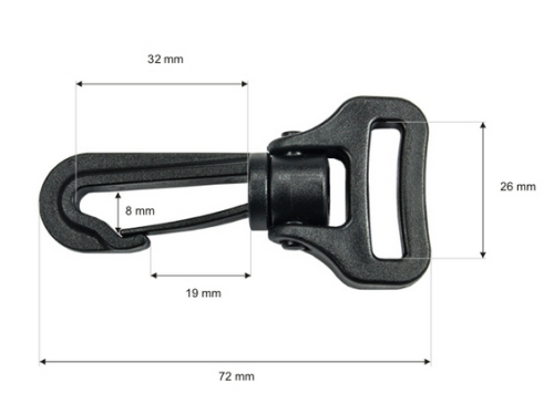 Karabinek Obrotowy 25mm Plastik 10szt Smycze Breloki