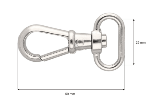 Karabinek Metalowy na Taśmę 25mm Srebrny