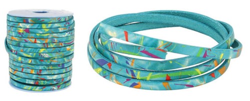 Rzemyk skórzany rzemień płaski 5 x 2 mm Turkus 1 metr