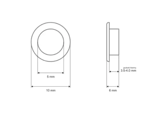 Oczka kaletnicze fi 5x10x6mm 100kpl