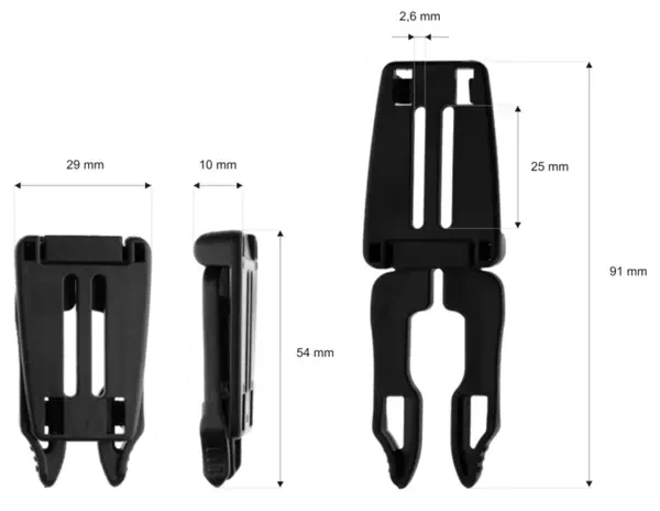 Klamra Plastikowa 25mm Składana Czarna 5szt Blokada Pasków