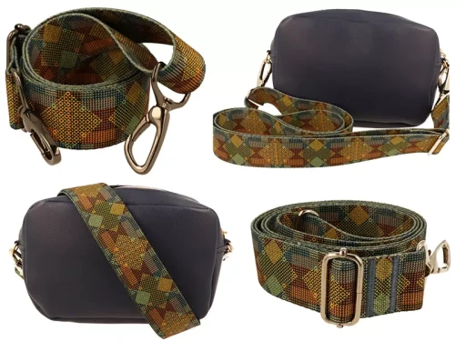 Pasek do torebki GEOMETRIC DARK 40mm ZEPNIJ srebrny