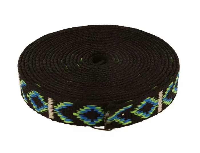 Taśma 25mm na Smycz Wzór Indianin czarna/ziel 5mb