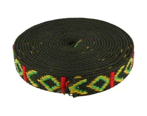 Taśma 25mm na Smycz Wzór Indianin zielona 5mb