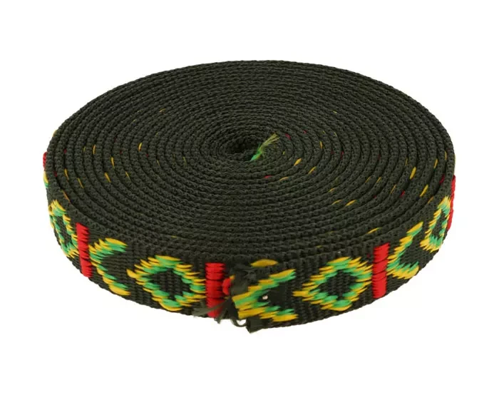 Taśma 25mm na Smycz Wzór Indianin zielona 5mb