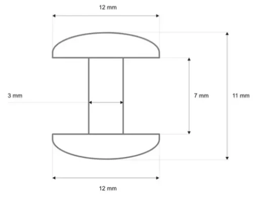 Nity dwustronne 12x9mm Srebrne 100szt