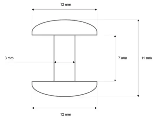 Nity dwustronne 12x9mm Srebrne 100szt
