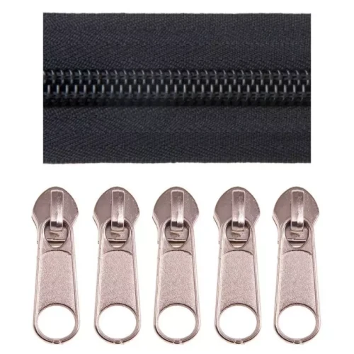 Taśma suwakowa zamek 10 Czarna 5m+5s