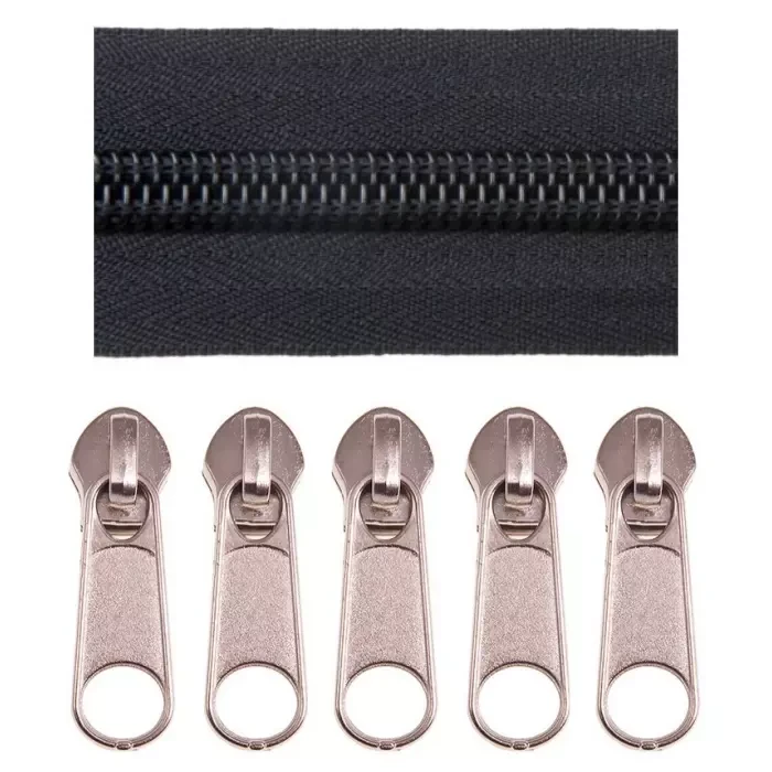 Taśma suwakowa zamek 10 Czarna 5m+5s