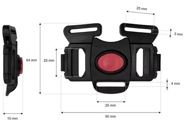 Klamra 25mm 5 punktowa  Zapięcie Wózek Fotelik