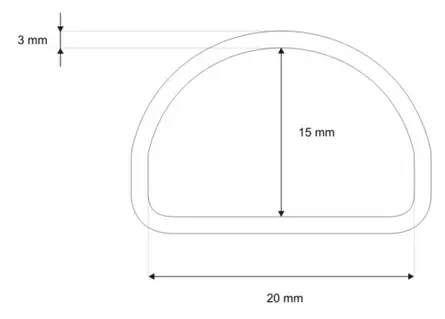 Półkole 20/15/3 mm Srebrne 10szt Półkółko D-RING