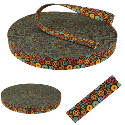 Taśma Nośna z Grafiką ZĘBATKI 25mm Sublimacja