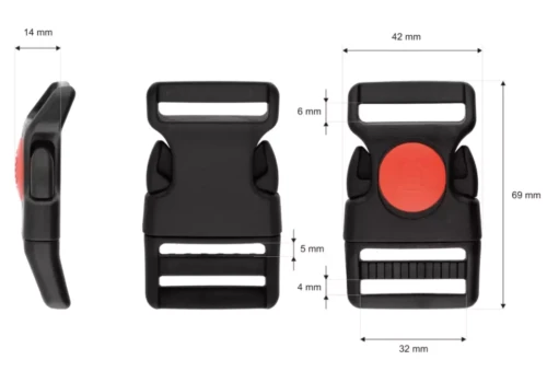 Klamra 30mm MrozoOdporna Plastik BLOKADA 5szt Czarno-Czerwona